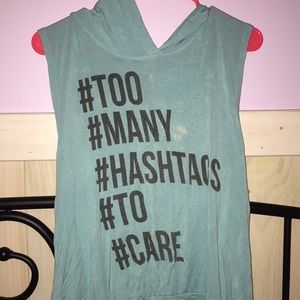 Blue graphic, hooded muscle tee